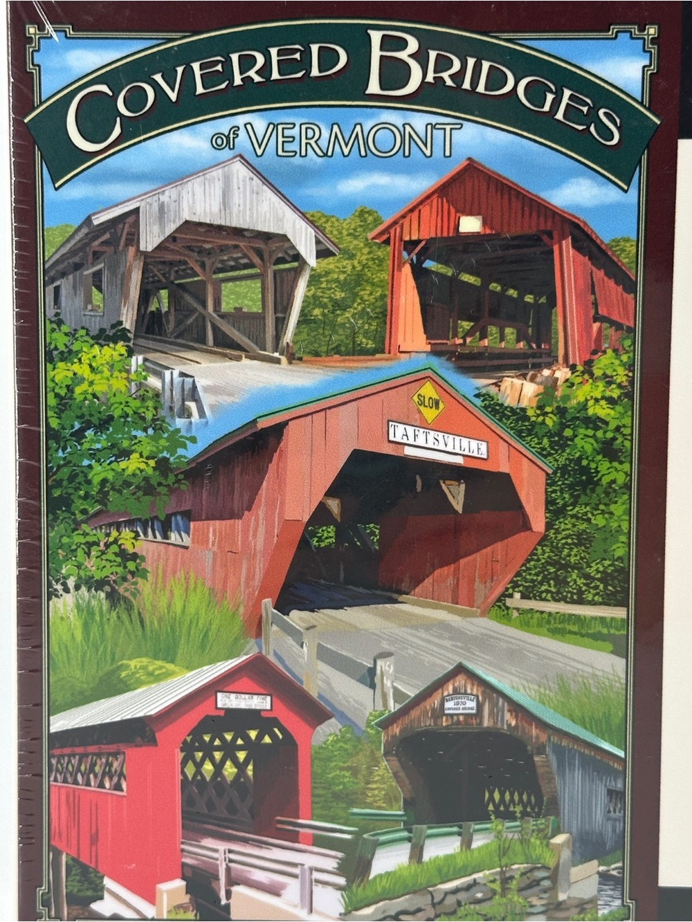 Covered Bridges of Vermont 1000 Pc Puzzle Red & Green Artwork Sealed